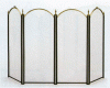 4 Panel Screen Black Base w/ Antique Brass Tops #61042